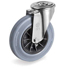 Серия 22 Въртящи колела с отвор на NL вилка, сива гума/полипропилен - Tellure Rota Ф80мм.. 