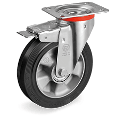 Серия 72AL Въртящи колела на NL планка със спирачка, гума Sigma Elastic/алуминий - Tellure Rota Ф160мм.