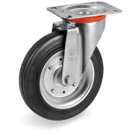 Серия 53 Въртящи колела на NL планка, черна гума/стомана - Tellure Rota Ф250мм. 