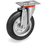 Серия 53 Въртящи колела на NL планка, черна гума/стомана - Tellure Rota Ф250мм. 