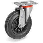 Серия 52 Въртящи колела на NL планка, черна гума/полипропилен - Tellure Rota Ф180мм. 