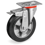 Серия 72AL Въртящи колела на NL планка със спирачка, гума Sigma Elastic/алуминий - Tellure Rota Ф160мм.