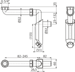 Сифон за мивка със шкаф DN32 с гайка 11/4"- A43S-DN32 Alca