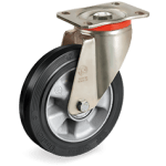 Серия 72AL Въртящи колела на усилена P планка, гума Sigma Elastic/алуминий - Tellure Rota Ф100мм.