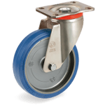 Серия 73 Въртящи колела на усилена P планка, гума Sigma Elastic/полиамид - Tellure Rota Ф125мм.